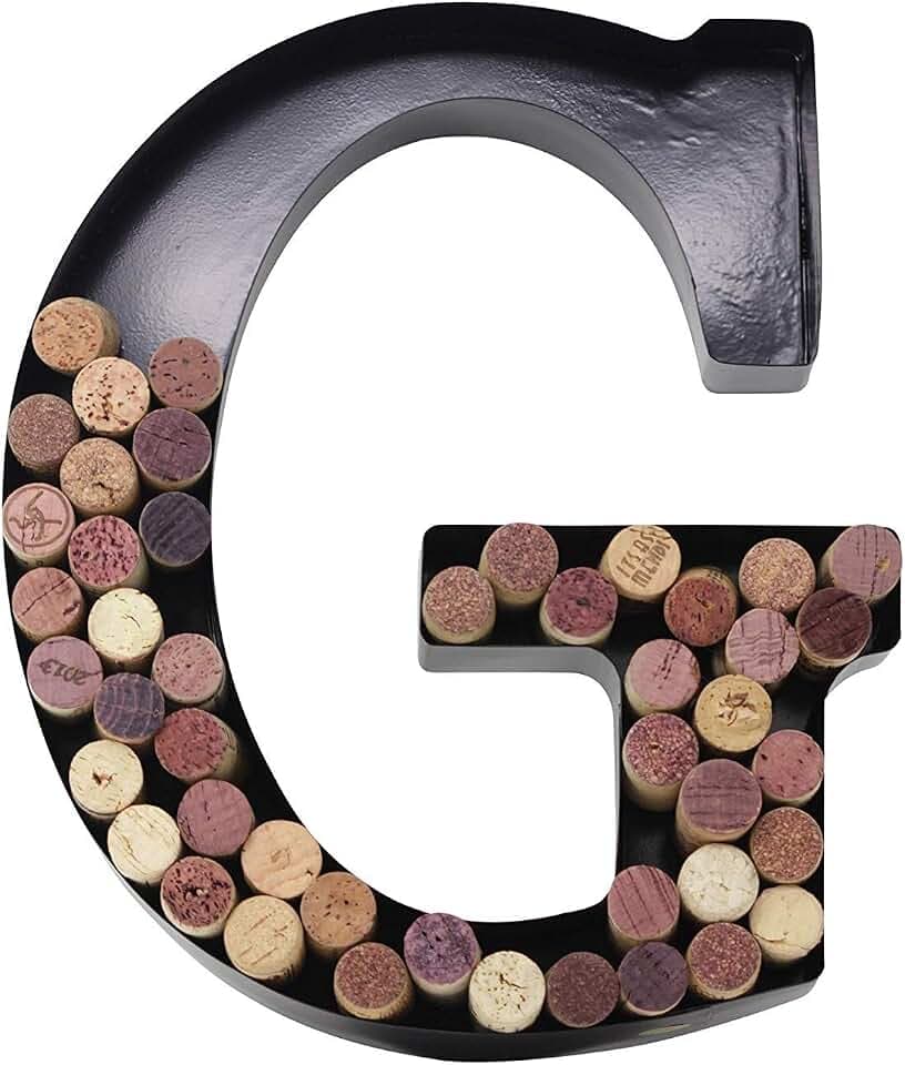 Made Easy Kit Metal Letter Wine Cork Keepsake Saver & Holder Monogram w/Free Wall Mount Kit A-Z (Letter G, Large)