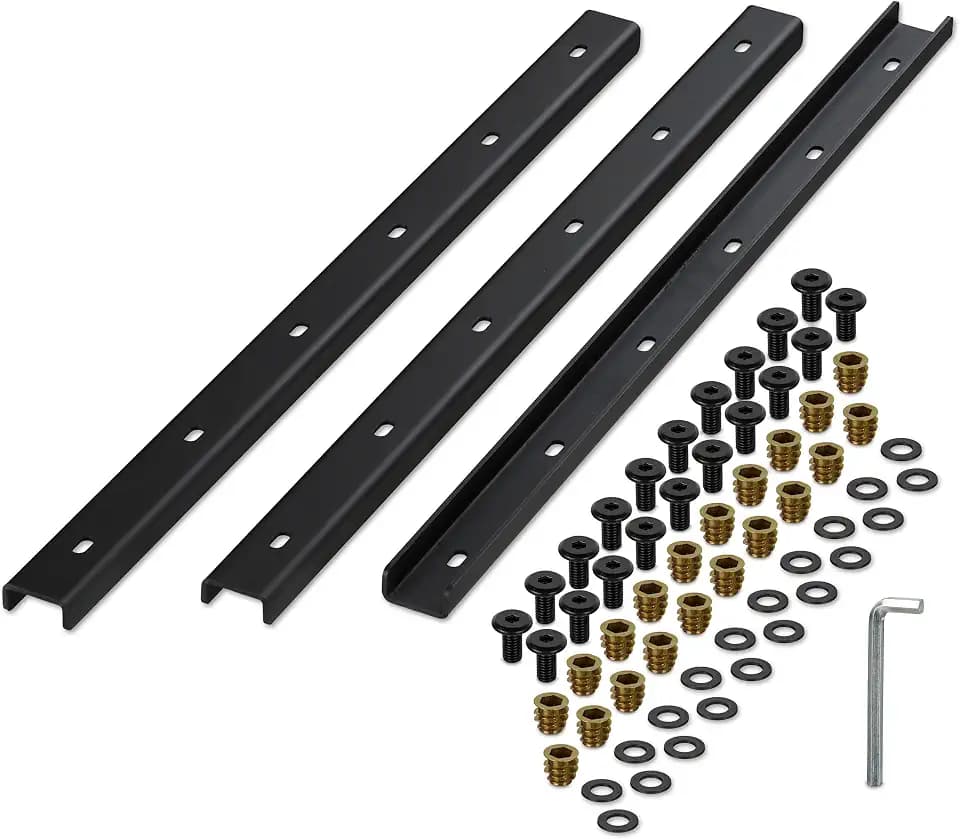 Relaxdays Gratleiste, 3er Set, Metallschiene versch. Größen, Tischplatte stabilisieren, U-Profil, 3mm Stahl, schwarz