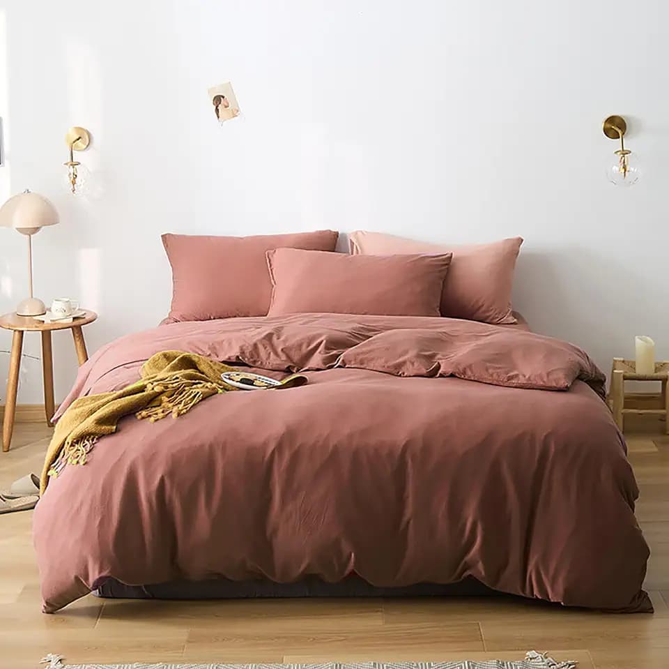 Cottonight Brick Red Comforter Set California King Marroon Bedding Comforter Set Solid Modern Blackish Red Blanket Quilts Soft Simple 3 Piece Cal King Comforter Set for Women Men