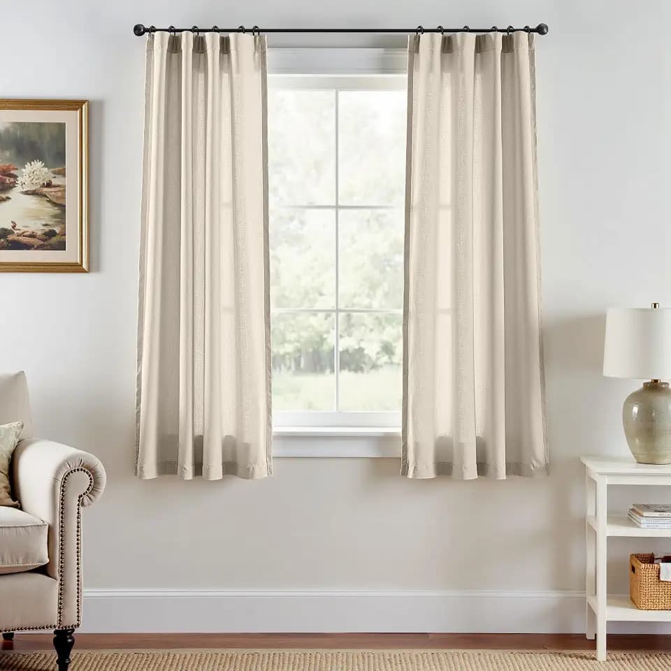 jinchan Linen Curtains Light Filtering Back Tab 38x63 Inch 2 Panels
