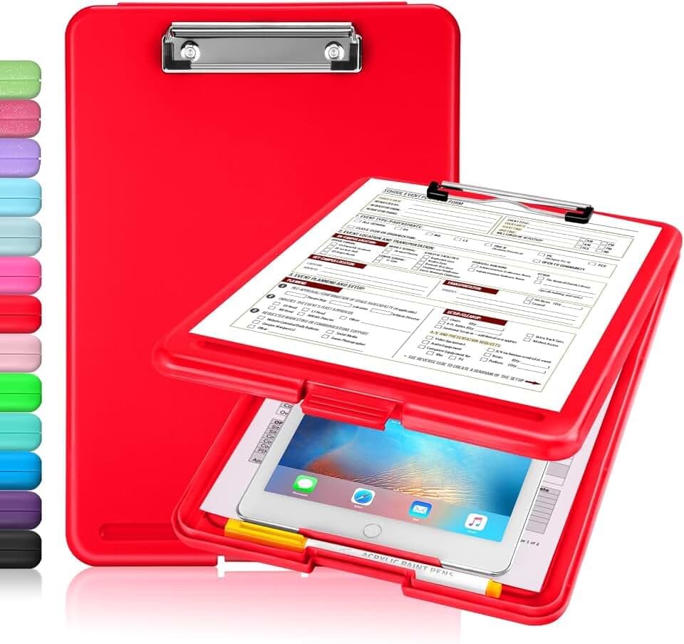 Sooez Clipboard with Storage, Plastic Nursing Clip Boards 8.5x11