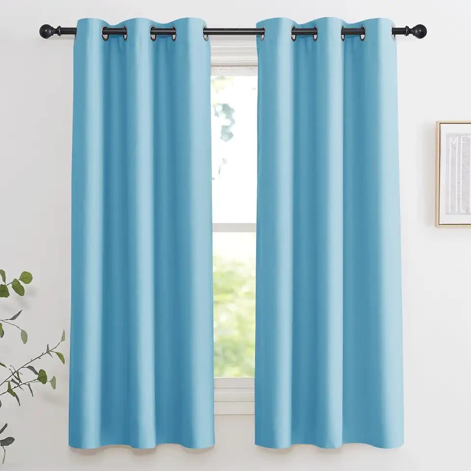 KGORGE Blue Curtains Room Darkening 2 Panels for Living Room 42 x 63 Inch, Grommet Light Blocking Curtains for Bedroom, Party Decoration Elegent Blackout Shades for Windows, Flaw