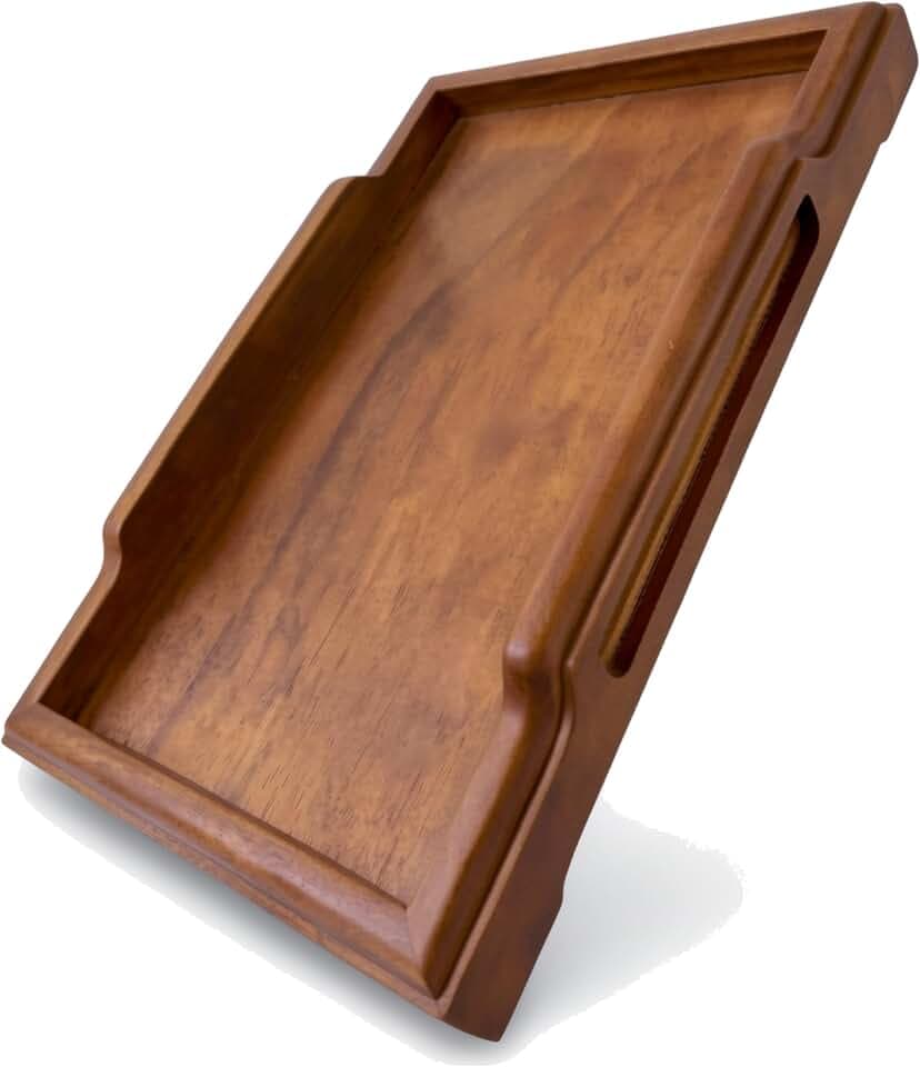 Toaster Tray for Under Toaster with Handles, Wooden Crumb Catcher Tray for 2 Slice Toasters, Solid Wood with Walnut Finish, Non Slip Feet, Fits Toasters up to 11 3/4 x 6 3/4 in