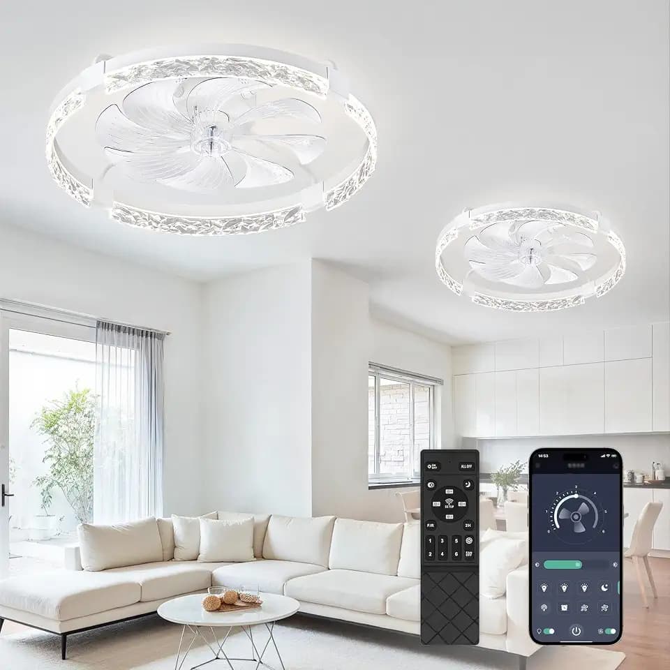 LEDIARY 2 Pack 24" Ceiling Fans with Lights and Remote, Fandelier White