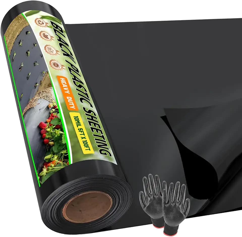 10 Mil 5 FT X 100 FT Plastic Sheeting Heavy Duty Thick LLDPE Black
