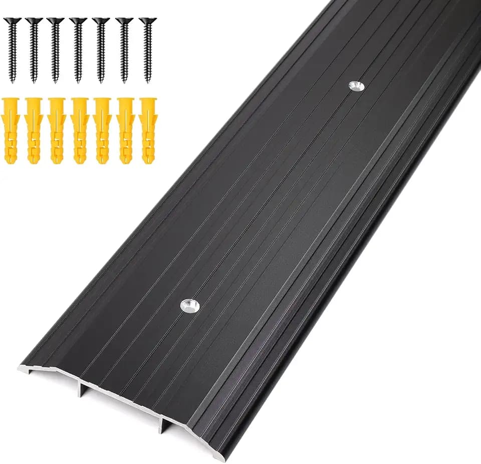 4″Wide Sturdy Thicken Aluminum Threshold Strip, Stylish Floor Transition Strip Door Threshold for Commercial High Traffic Places, Size 48in×4in×0.5in (Black)