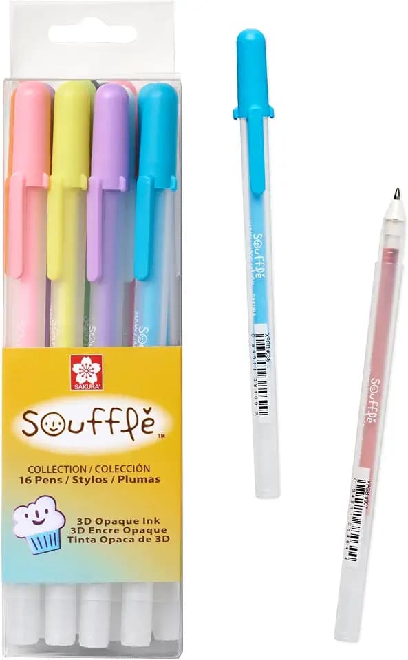 SAKURA 3D Souffle Pen, Opaque White and Pastel Colors, 16 Pack