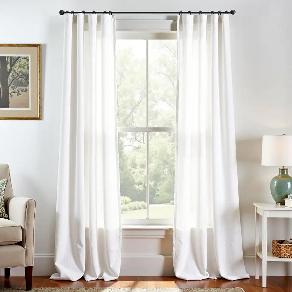 jinchan Linen Curtains Light Filtering Back Tab 38x108 Inch 2 Panels White