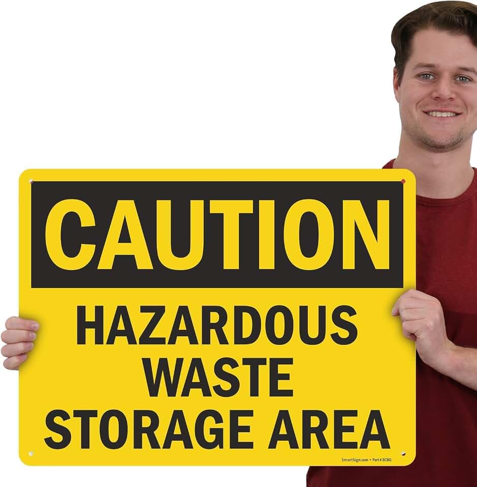 SmartSign "Caution - Hazardous Waste, Storage Area" Sign | 18" x 24" Aluminum