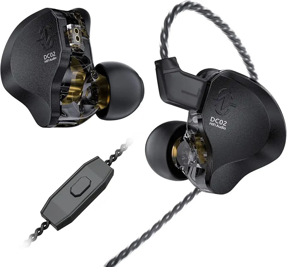 keephifi CCZ Solo DC02 Kabelgebundene Kopfhörer Microfono IEM,Dual Magnetic Circuit DD in Ear Monitor Kopfhörer,Premium Frosted Metal Cover,PU+PET Composite Diaphragm DJ Kopfhörer für Gaming,Musike