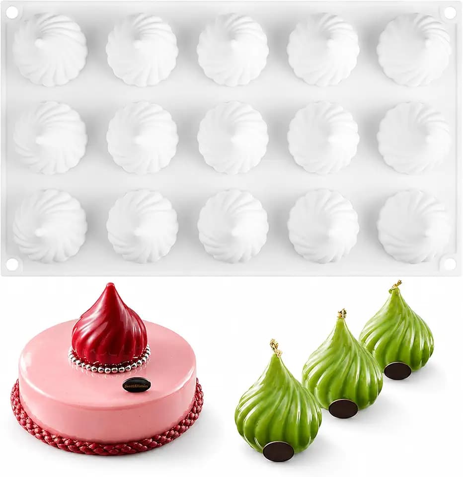 OCPO Kitchen Cone Whirlwind Onion Silicone Mousse Cake Mold, 15 Cavities
