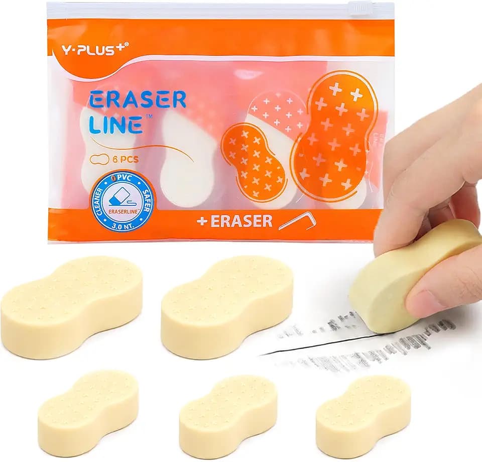 YPLUS Erasers for Kids, Hipolymer Pencil Erasers for School Supplies, 6 Pcs