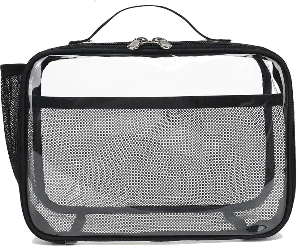 GYEUKHAM Insulated Lunch Box for School, Thermal Reusable Durable Freezable Lunch Bags for Kids Boys Girls Men Women - Small Soft Cooler Portable Lunch Tote Kit for Work Picnic Travel,Clear Black