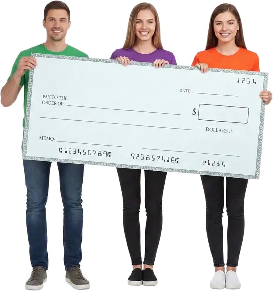 Giant Check 2 Pack (36 x 16 in) - Big Check for Presentations