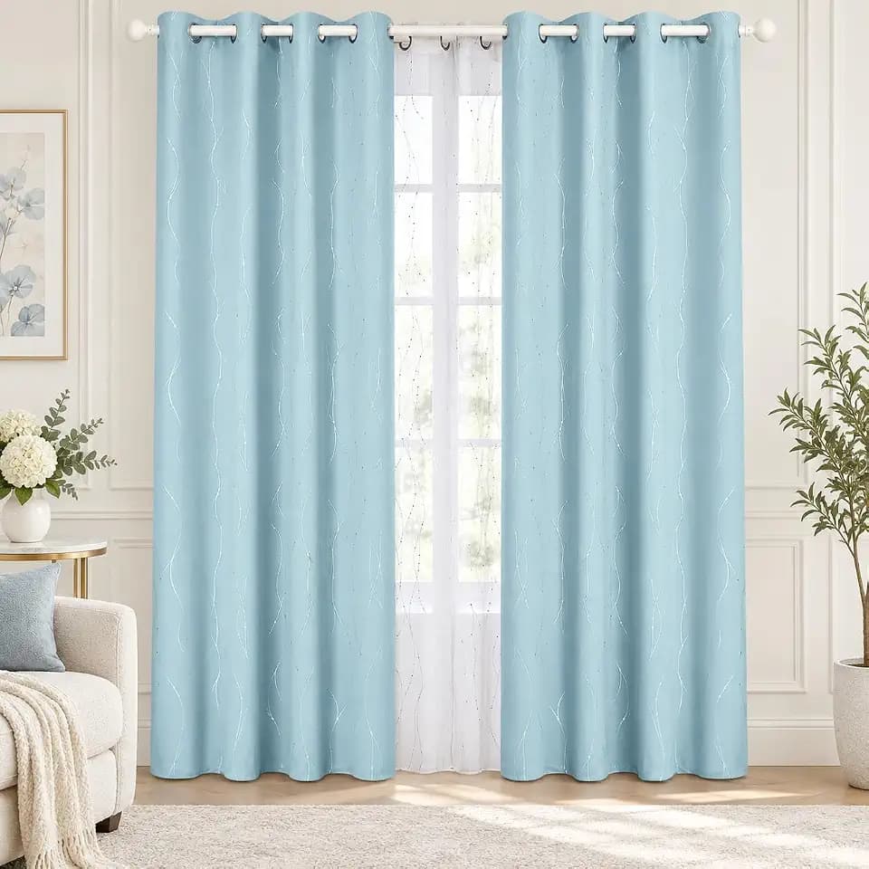 Deconovo Living Room Curtains 54 Inches Long, Blackout Curtains for Bedroom