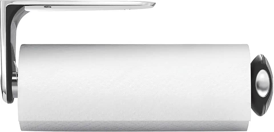 simplehuman Wall Mount Paper Towel Holder, Under-Cabinet or Wall Mounted Rack, Horizontal or Vertical Install, One-Handed Tear with Tension Spring, Quick-Release Knob, Brushed Stainless Steel