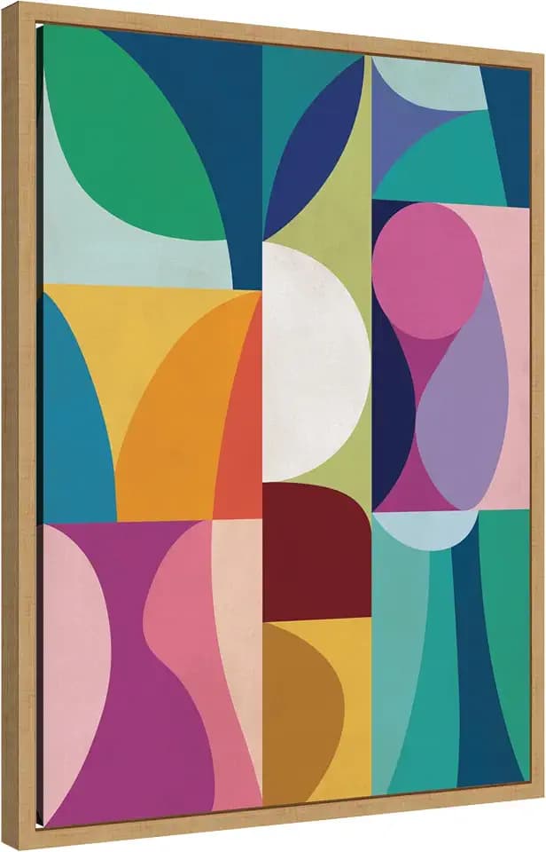 Kate and Laurel Framed Canvas Wall Art Print Abstract 01 by Rachel Lee, 18 x 24 Sylvie Natural Frame, Modern Contemporary, Abstract Art for Wall Decor