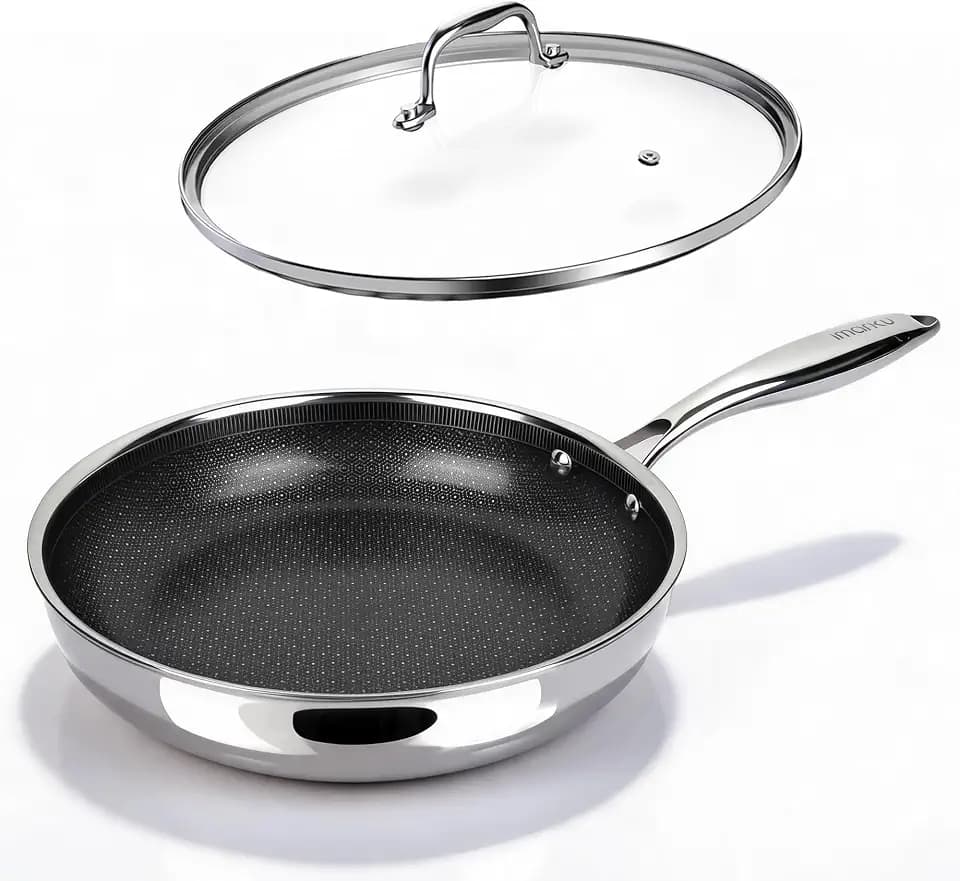 imarku 12 Inch Non Stick Frying Pan with Lid, PFOA Free Ceramic-Coated