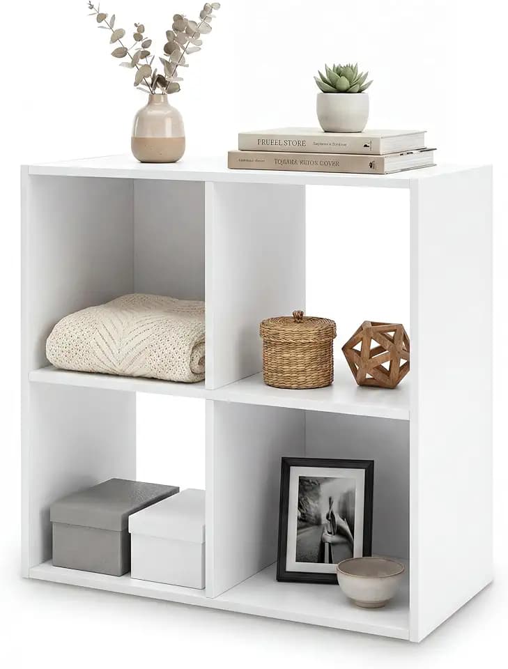 Signature Design by Ashley 4 Cube Storage Organizer, White Bookshelf