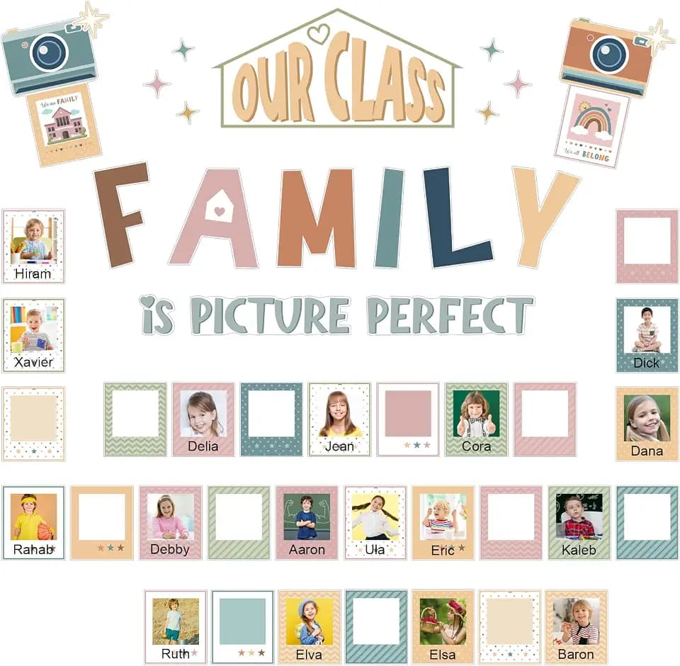 Watersay 52 Pcs Boho Our Class is a Family Bulletin Board Set for Classroom