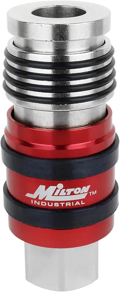 Milton 2 In ONE Universal Safety Exhaust Coupler – 1/2" FNPT x 1/2" Body Flow, Safely Bleeds Excess Air and Disengages Fittings