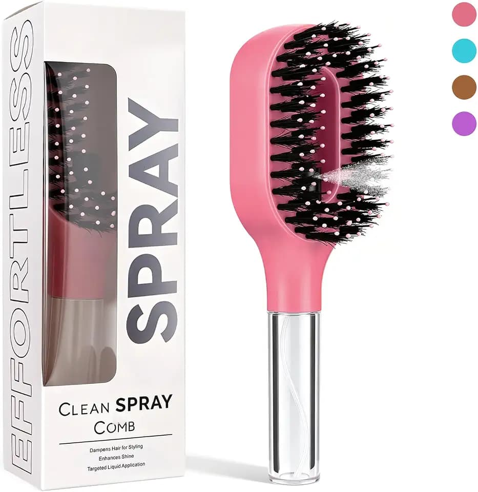 2-in-1 Manual Fine Mist Detangling Brush for Wet & Dry Hair (Pink)