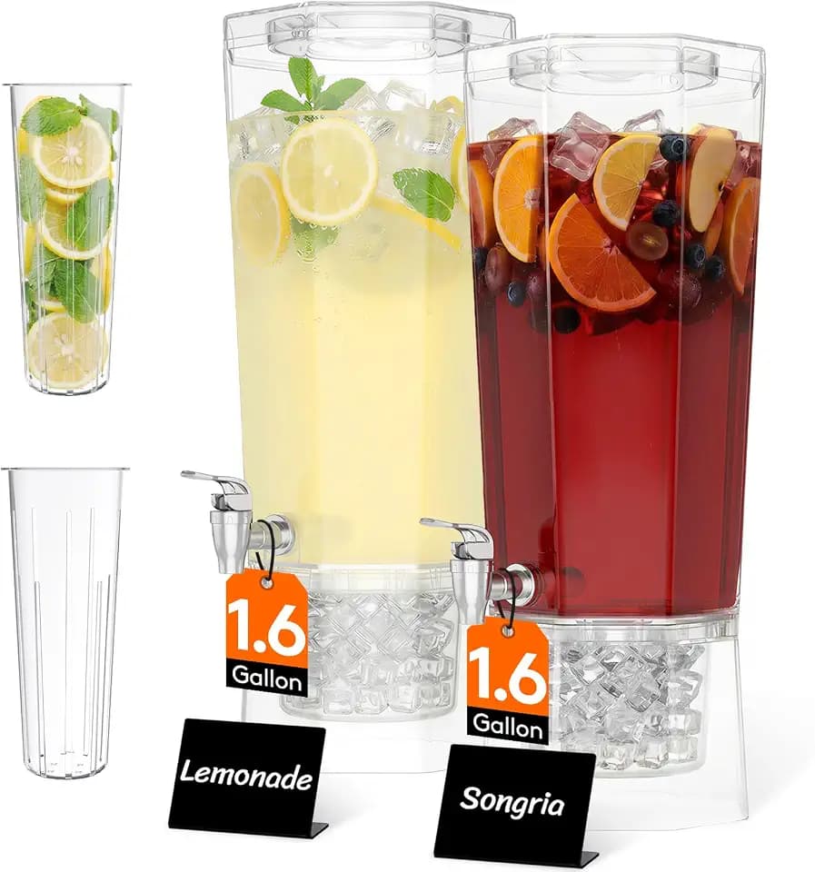 Lifewit 1.6 Gallon Drink Dispenser for Parties with Fruit Infuser 2 Pcs