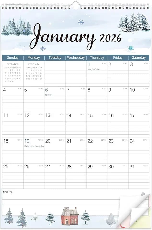 GuassLee Large Wall Calendar 2026-2027, 22"x15" Vertical Wall Calendar 2026, Jan. 2026 to Jun. 2027, 18-Month Paper Hanging Planner Wall with Julian Date for Office Home Planning & Organizing