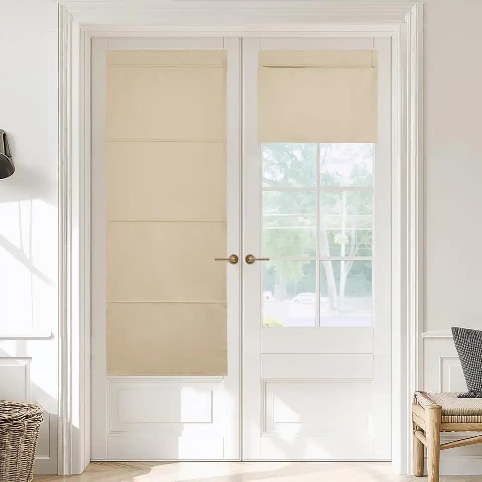 NICETOWN Biscotti Beige Magnetic Blacktout Door Curtain for French Window