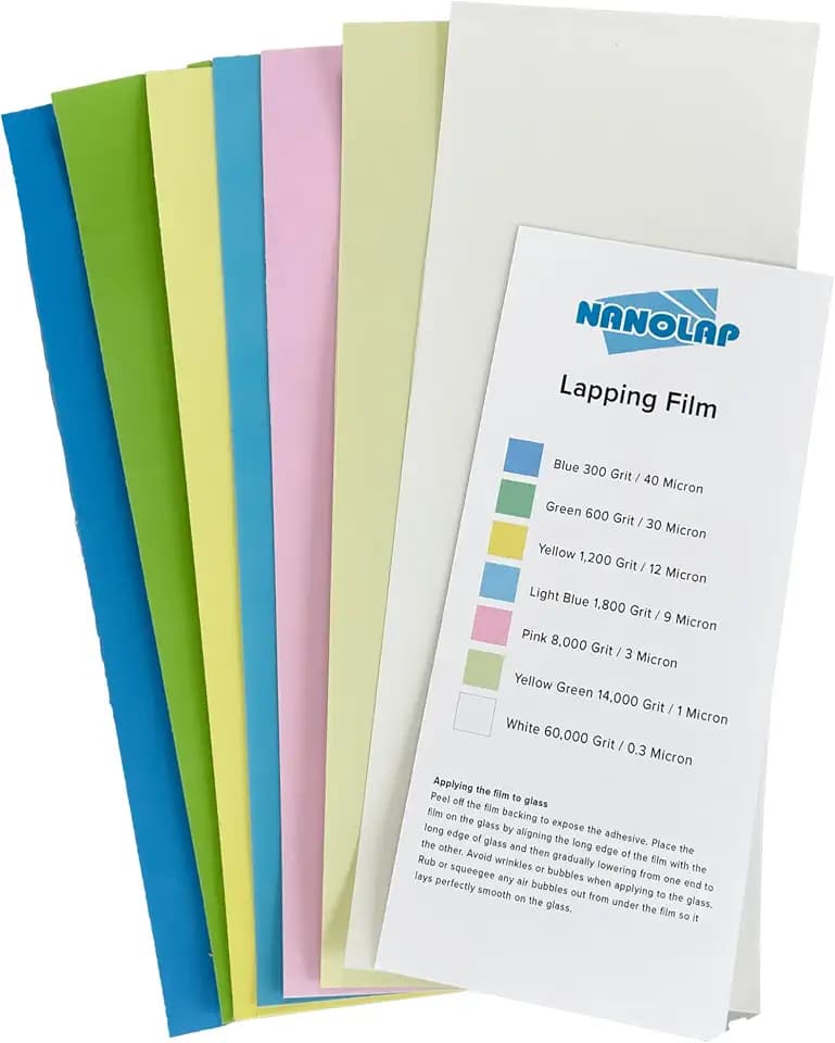 PSA Lapping Film, 7 Piece Pressure Sensitive Adhesive Polishing Paper, 4-1/4” x 11” Microfinishing Fine Sanding Paper, Sanding Film for Scary Sharp Sharpening System, Aluminum Oxide AO