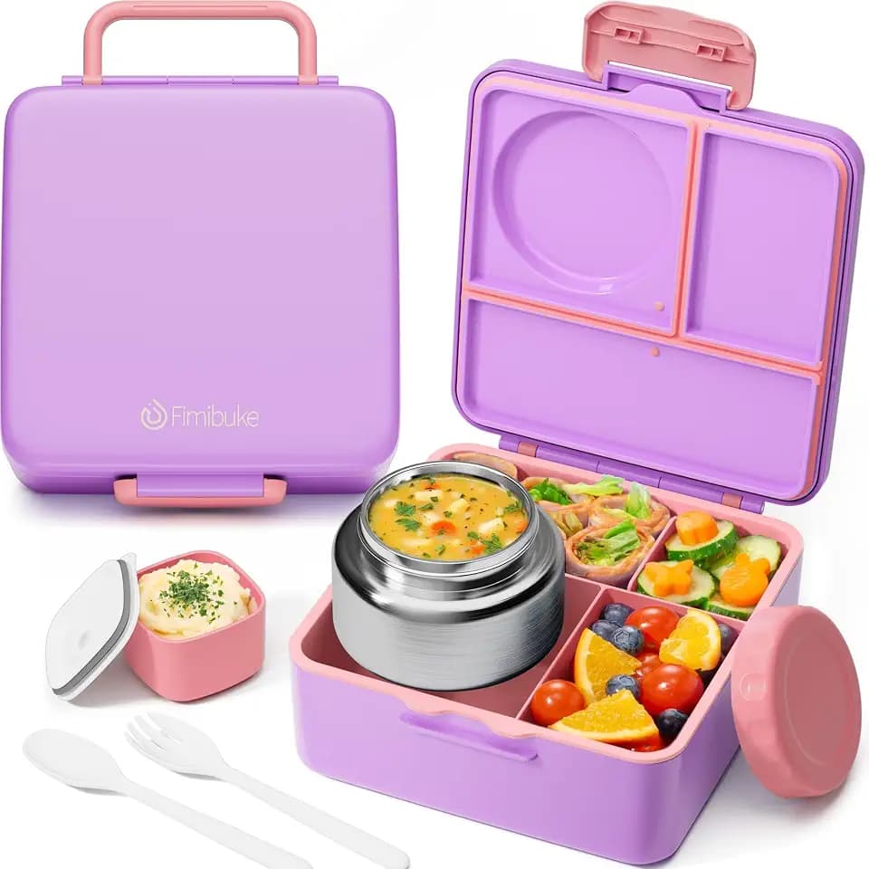 Fimibuke 60oz Leakproof Bento Lunch Box for Kids with 8.5oz Thermo Food Jar