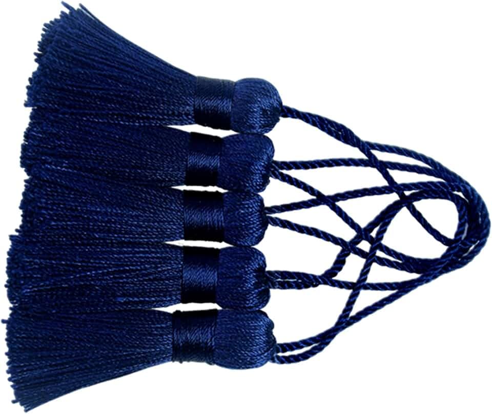 20Pcs 4.3 Inch Silky Mini Craft Tassels for Earrings, Souvenir(Dark Blue)