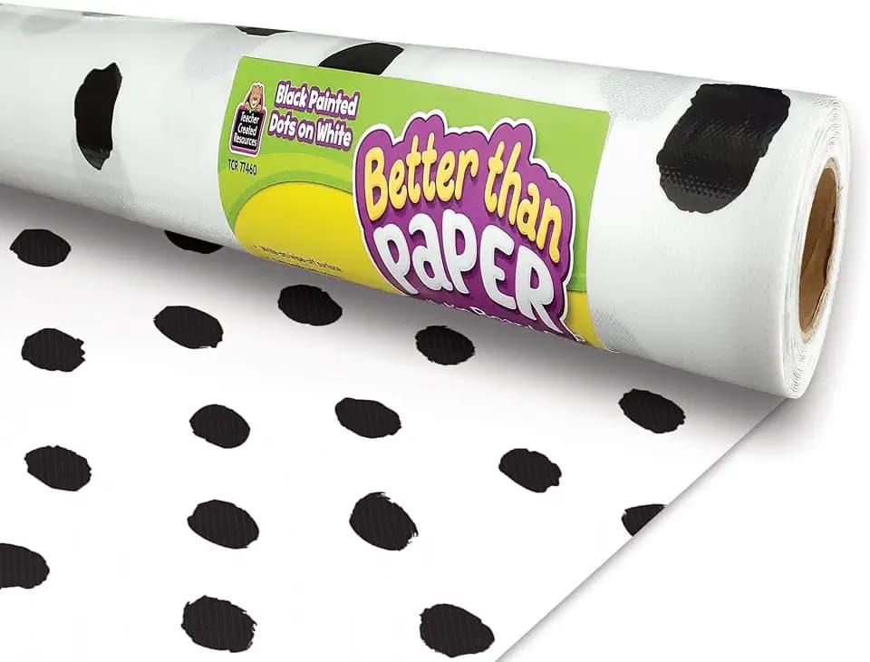 Teacher Created Resources Black Painted Dots on White Better Than Paper® Bulletin Board Roll (TCR77460)