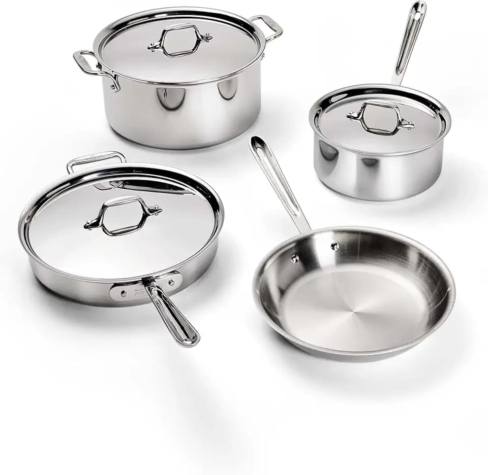 All-Clad D3® Stainless Steel Cookware Set, 7-Piece, Made in the USA