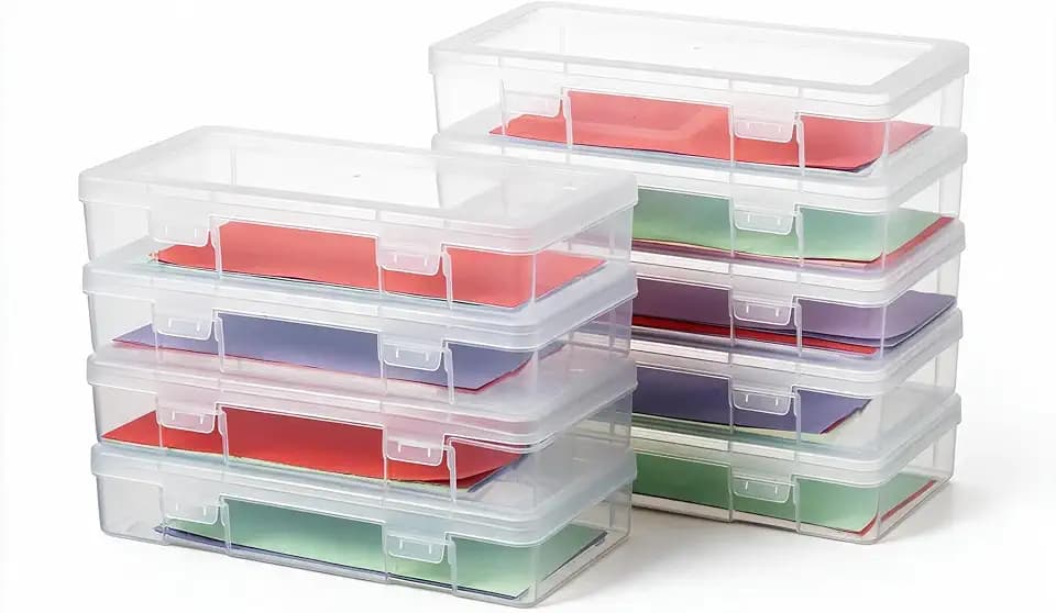 novelinks Clear Pencil Box and Small Plastic Storage Containers with Lids