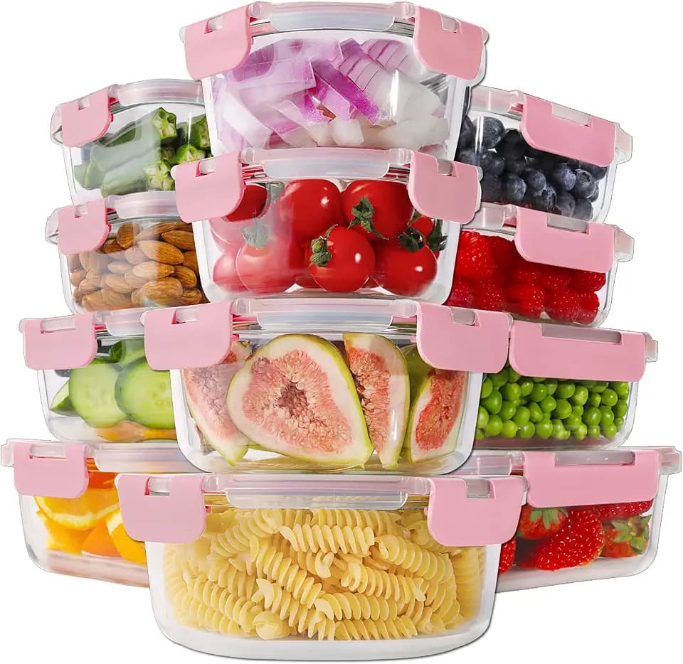 24pc Glass Food Storage Containers with Lids,Glass Meal Prep Containers