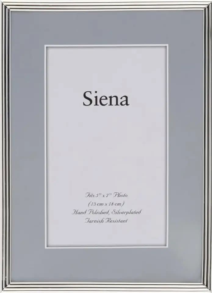 Siena Slim Grooved Silver Picture Frame, Tarnish Resistant Finish, Perfect Photo Frame for any End Table, Credenza, Shelf, or Nightstand, Silver 5x7