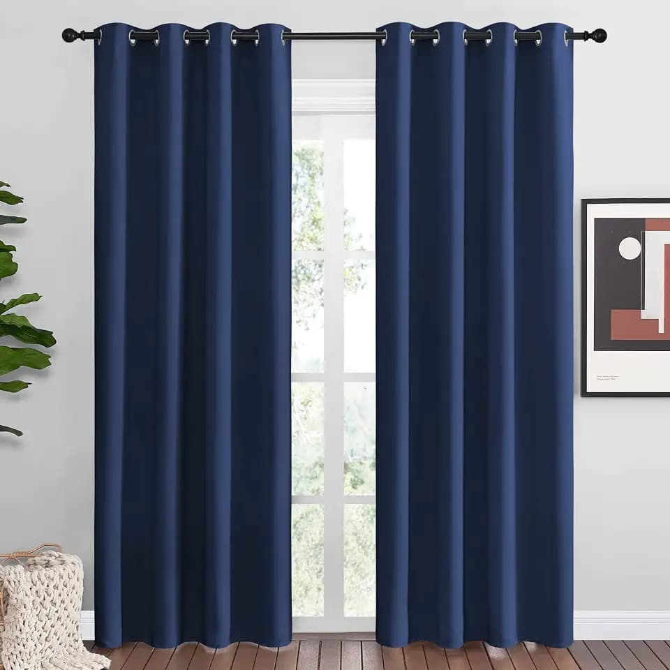 NICETOWN Navy Blackout Curtains for Living Room 55" w x 86" L 2 Panels