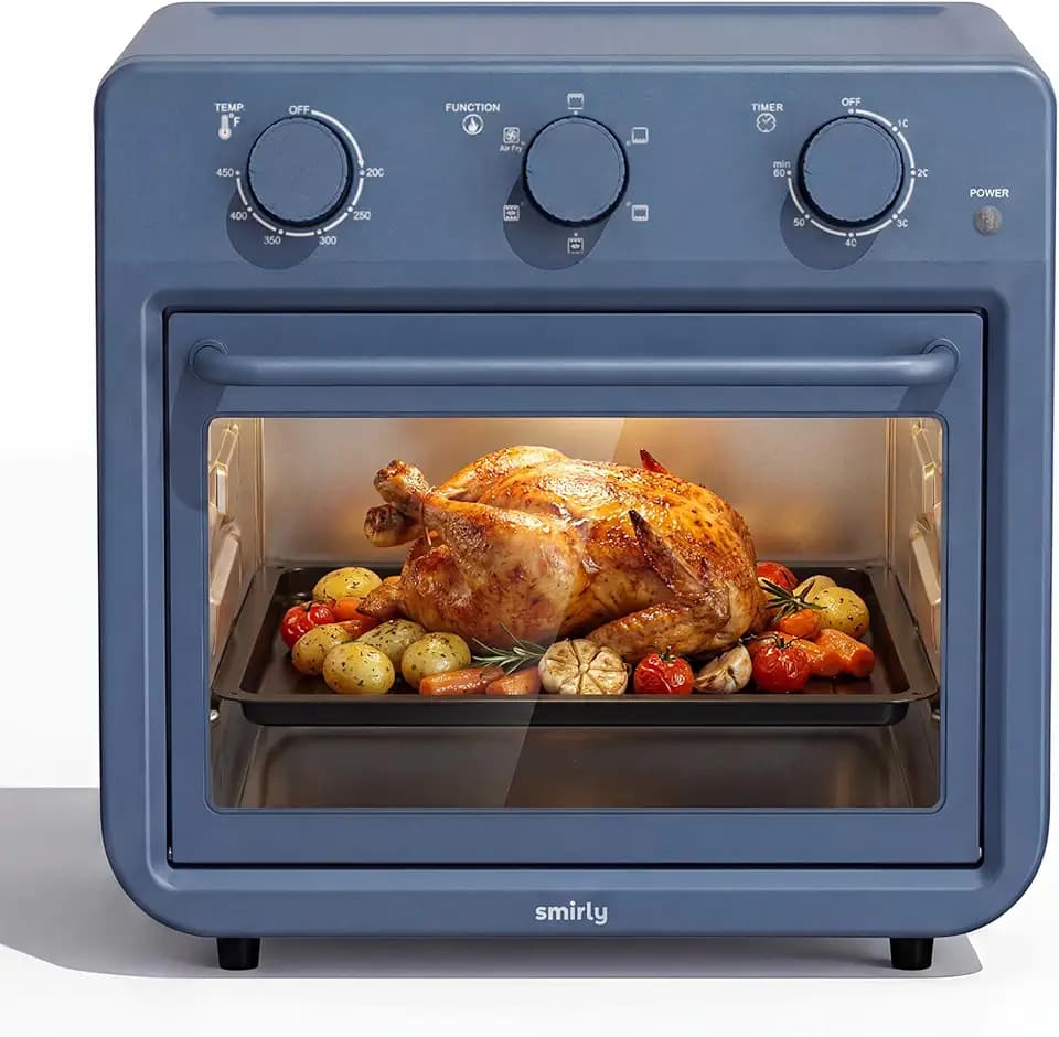 SMIRLY 6-in-1 Air Fryer Toaster Oven Combo, 27QT Toaster Oven - Blue
