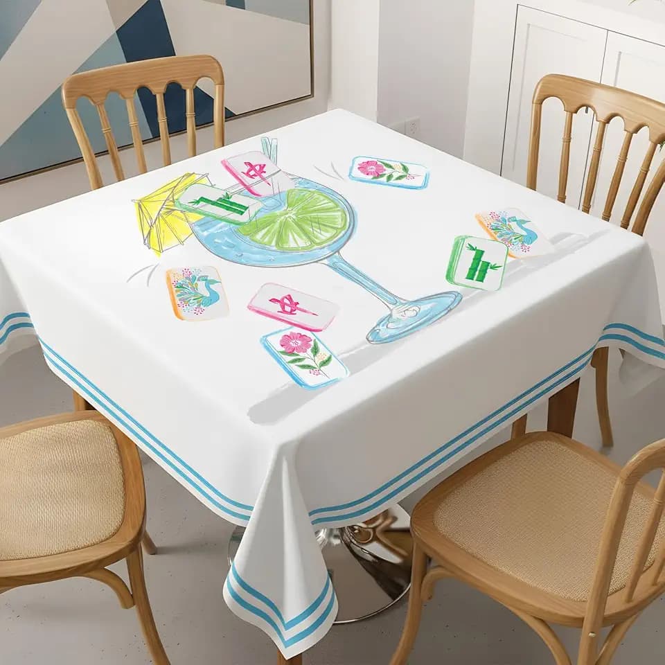 Hahafelt Mahjong Tablecloth for Card 55" x 55" Table Mat, Cocktail Pattern