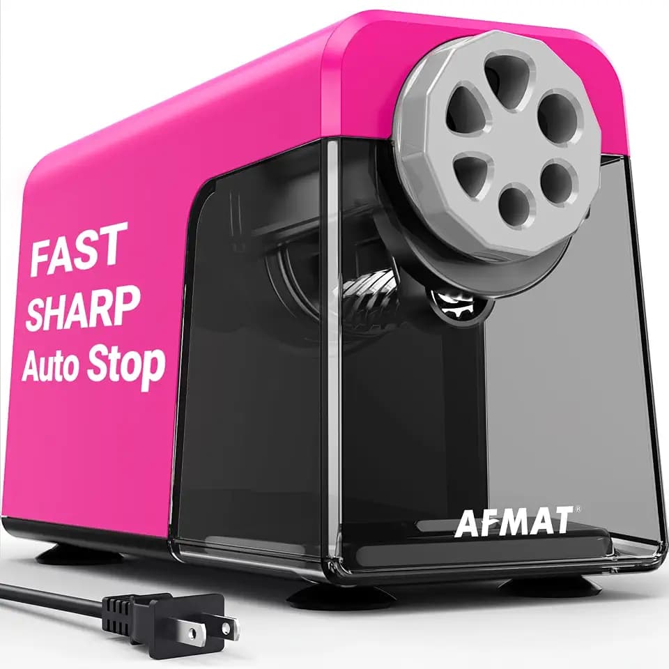 AFMAT Heavy Duty Electric Pencil Sharpener, 6 Holes, Auto Stop Pencil Sharpeners Plug in, Classroom Pencil Sharpener for 6-11mm Pencils, Super Fast, Save Pencils, Teacher Must Have, PSX1
