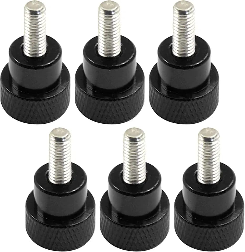 Murtenze M4 x 10mm High Head Knurled Thumb Screws, Black, 6 Pcs
