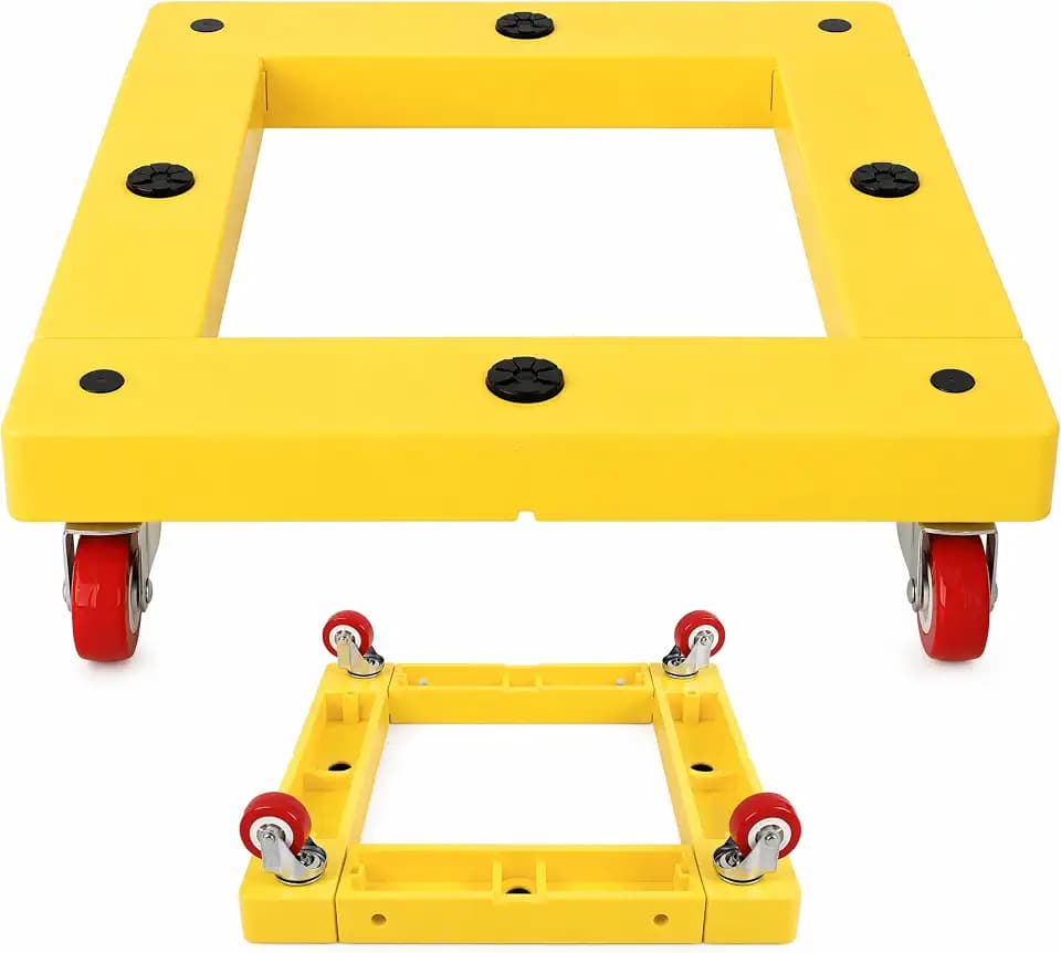 Maxworks 50698 Square Furniture Dolly Moving Cart Appliance Roller, Yellow, 300LBS Capacity, 16"x16"