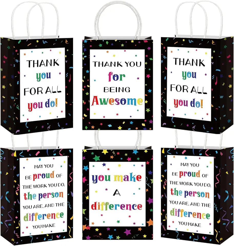 Gueevin 40 Thank You Employee Gift Bags,Appreciation,Colorful Star