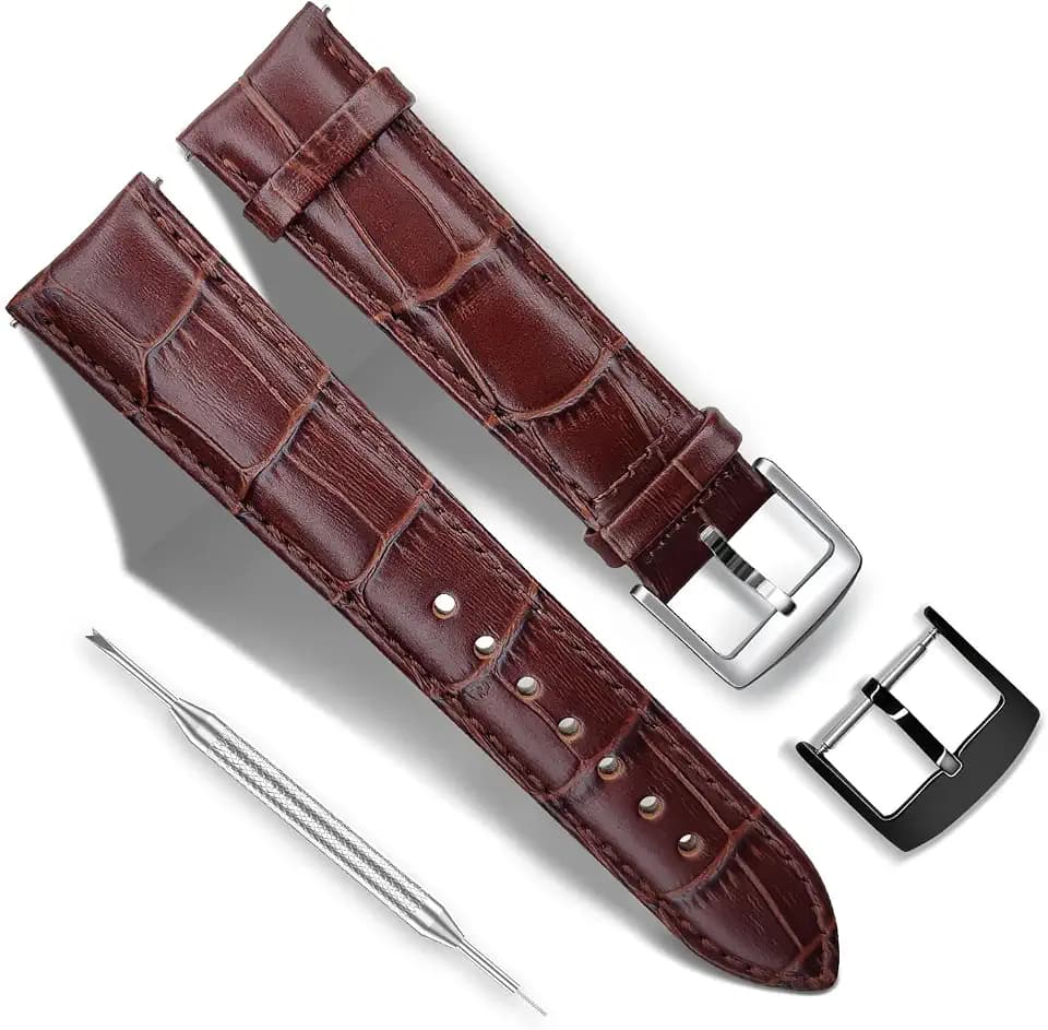 Echtleder Uhrenarmband, Alligatorkorn Ersatzband, 14mm 16mm 18mm 20mm 22mm Schnellverschluss Uhrenarmbänder, mit Schwarz und Silberne Edelstahlschnalle, für Herren Damen