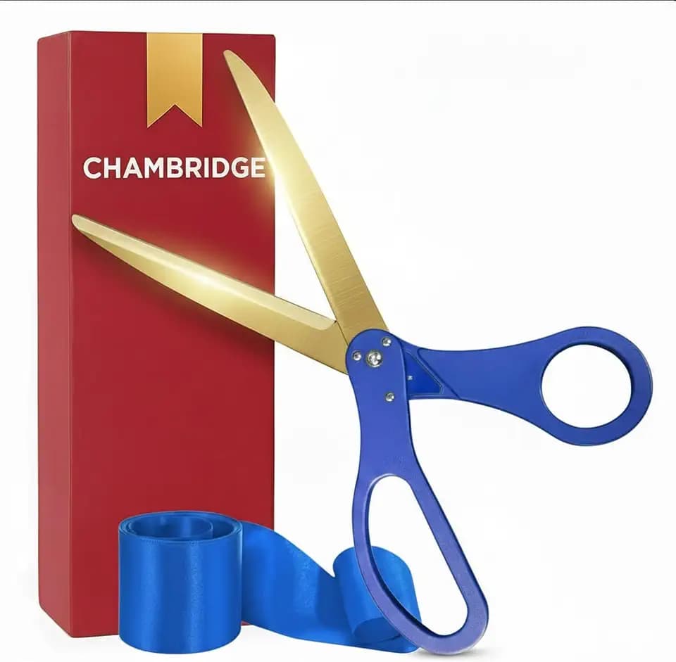 Big Ribbon Cutting Ceremony Kit - 25 Inch Blue Scissors for Grand Opening and Blue Satin Ribbon for Grand Events Business Openings and Inaugurations