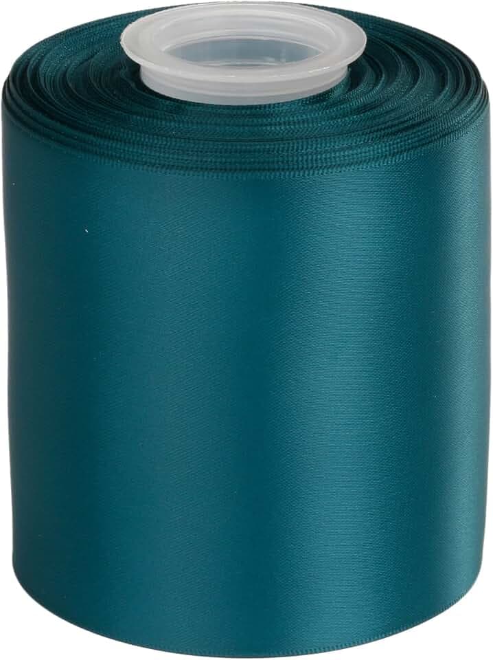 4" Wide Double Face Satin Ribbon 25 Yards (347-Teal, Set for Bow, Party Decor, Sewing Applications, Wedding and Craft