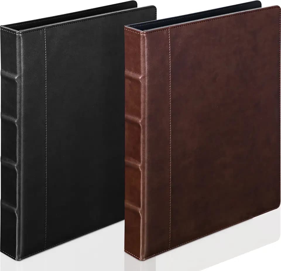 Marspark 2 Pcs 3 Ring Binder Notebook, 1 Inch, Brown, Black