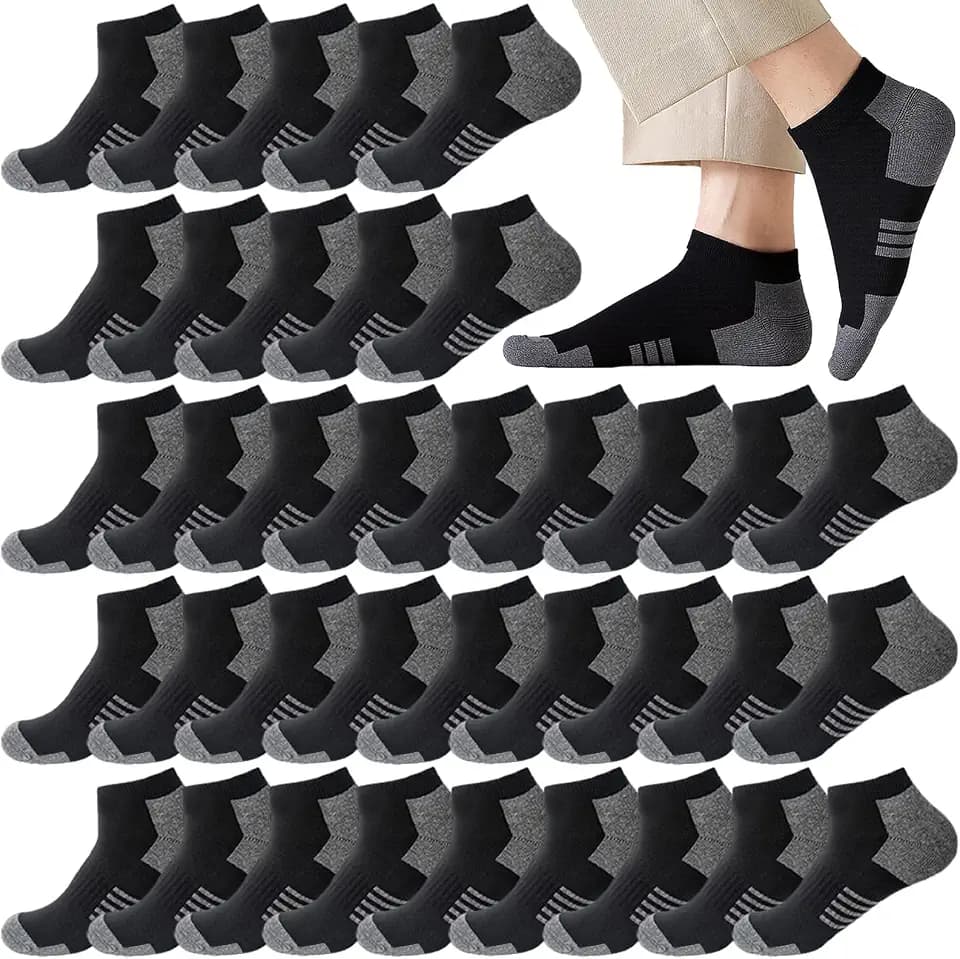 12-30 Pairs Low Cut Ankle Socks for Men Thin Breathable Casual No Show Athletic Socks Bulk