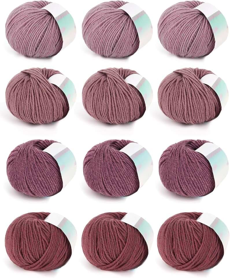 Coopay Wool Yarn for Crocheting & Knitting,12Colors 4-ply #3 DK Weight Yarn